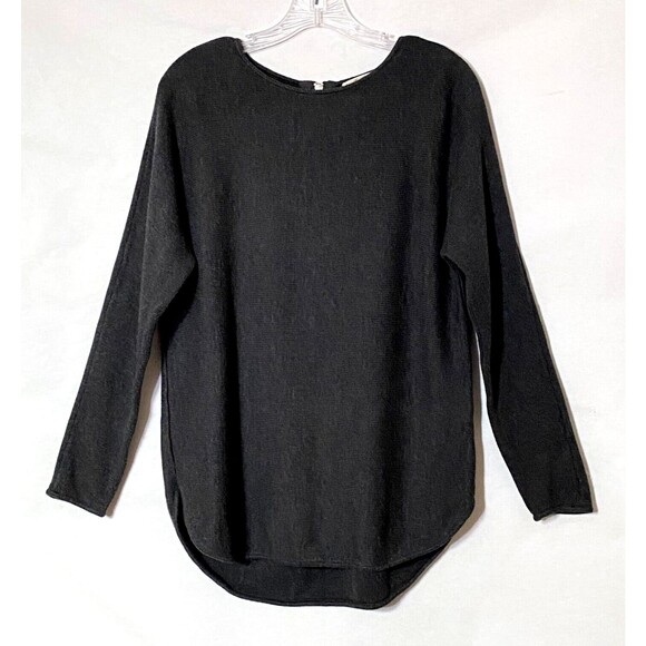 Michael Kors Sweaters - Michael Kors Tunic Sweater Womens Size M Dark Gray Rounded Hem 1/4 Back Zip